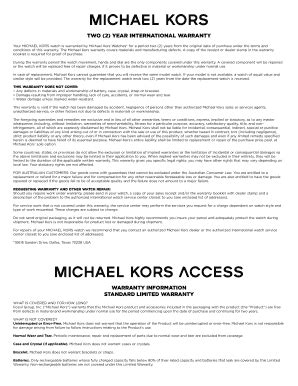 michael kors warranty claim form